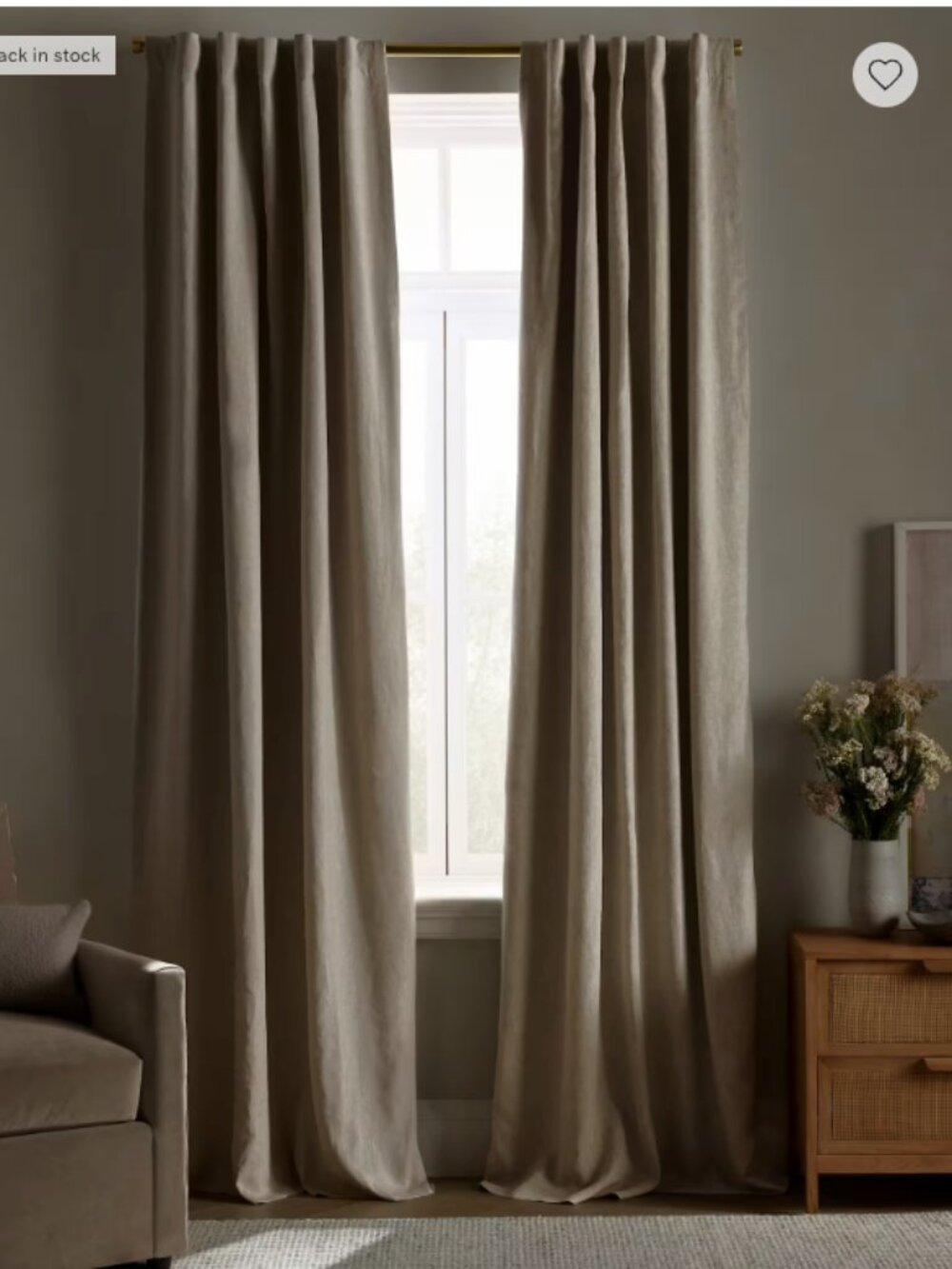 NWOT Quince European Linen True Blackout Curtain Panel - Flax - 48x96 (9)